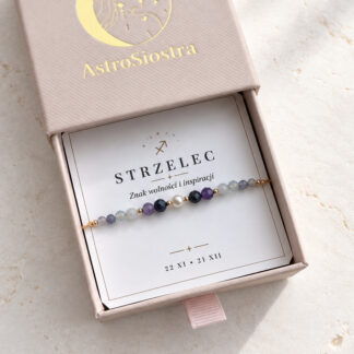 Bransoletka Znak Zodiaku Strzelec z Perłą i Kamieniami Naturalnymi Zodiak dla Strzelca